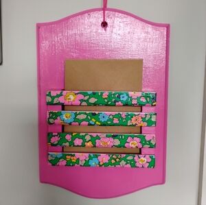 Liberty Art Fabric Decoupage Wood Letter/Pepper Holder Pink Green Floral Cottage